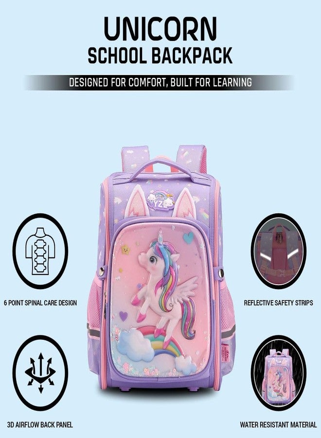 Elios Unicorn School Backpack for Girls | 6-Point Spinal Care Design | Smart Spine System | Water Resistant, Reflective Safety Strips, Lightweight Ergonomic Bag for Class 6-12 - Image 5